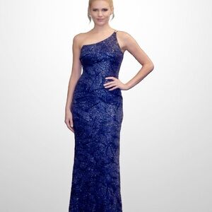 Blue Glittery Bare Too!  Evening gown Sz S